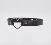 Love In Leather Heart Ring Faux Leather Fetish Choker - Default Title - Collars and Leads